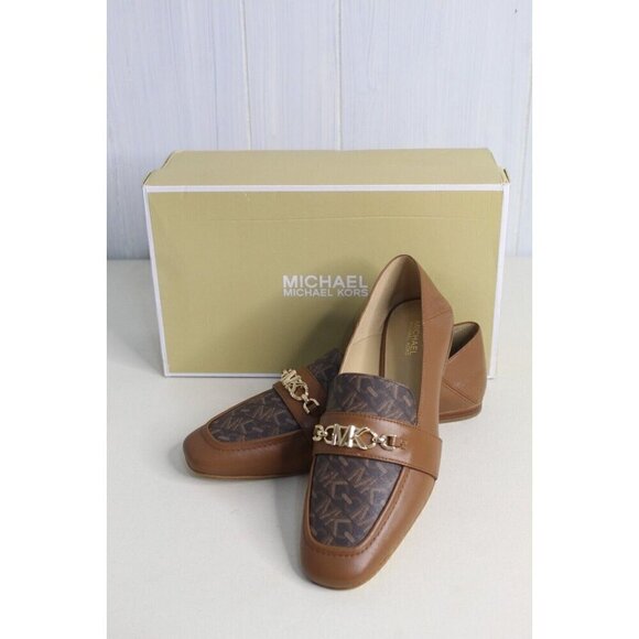 Michael Michael Kors Tiffanie Flat Brown Leather Loafer Women's Size 8M NIB - Picture 1 of 12